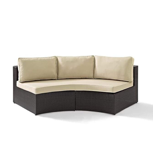 Crosley Furniture Patio Sectionals Sand Crosely Furniture - Catalina Outdoor Wicker Round Sectional Sofa Gray/Sand - CO7120-XX