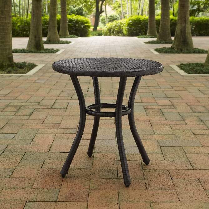 Crosley Furniture Patio Side Tables Brown Crosely Furniture - Palm Harbor Outdoor Wicker Round Side Table Brown/White - CO7217-XX