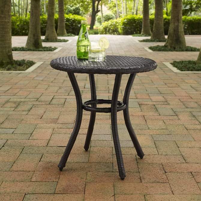 Crosley Furniture Patio Side Tables Crosely Furniture - Palm Harbor Outdoor Wicker Round Side Table Brown/White - CO7217-XX