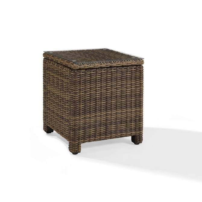 Crosley Furniture Patio Side Tables Weathered Brown Crosely Furniture - Bradenton Outdoor Wicker Rectangular Side Table Gray/Weathered Brown - CO7219-XX
