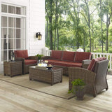 Crosley Furniture Patio Sofa Sets Crosely Furniture - Bradenton 5Pc Outdoor Wicker Sofa Set Include Color/Weathered Brown - Sofa, Side Table, Coffee Table, & 2 Armchairs - KO70051WB-XX