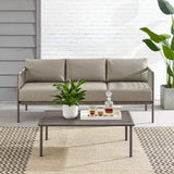 Crosley Furniture Patio Sofa Sets Crosely Furniture - Cali Bay 2Pc Outdoor Wicker And Metal Sofa Set Taupe/Light Brown - Sofa & Coffee Table - KO70271LB-TE - Taupe