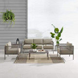 Crosley Furniture Patio Sofa Sets Crosely Furniture - Cali Bay 5Pc Outdoor Wicker And Metal Sofa Set Taupe/Light Brown - Sofa, Coffee Table, Side Table, & 2 Armchairs - KO70272LB-TE - Taupe