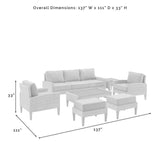 Crosley Furniture Patio Sofa Sets Crosely Furniture - Capella 7Pc Outdoor Wicker Sofa Set Gray/Acorn - Sofa, Coffee Table, Side Table, 2 Armchairs, & 2 Ottomans - KO70198GY-AC - Gray