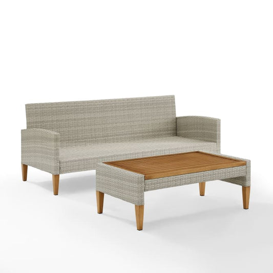Crosley Furniture Patio Sofa Sets Crosely Furniture - Capella Outdoor Wicker 2Pc Sofa Set Gray/Acorn - Sofa & Coffee Table - KO70190GY-AC - Gray