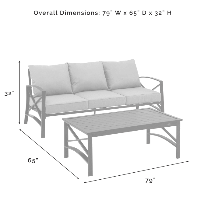 Crosley Furniture Patio Sofa Sets Crosely Furniture - Kaplan 2Pc Outdoor Metal Sofa Set Include Color/White - Sofa & Coffee Table - KO60029WH-XX