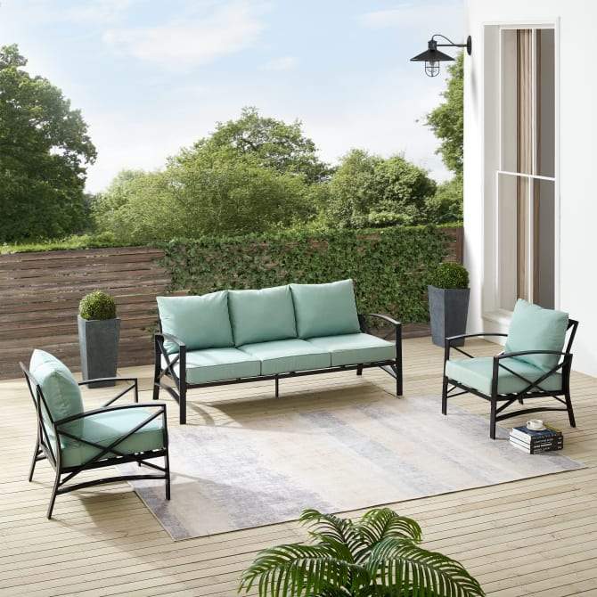 Crosley Furniture Patio Sofa Sets Crosely Furniture - Kaplan 3Pc Outdoor Metal Sofa Set Include Color/Oil Rubbed Bronze - Sofa & 2 Arm Chairs - KO60030BZ-XX
