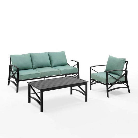 Crosley Furniture Patio Sofa Sets Crosely Furniture - Kaplan 3Pc Outdoor Metal Sofa Set Include Color/Oil Rubbed Bronze - Sofa, Arm Chair, & Coffee Table - KO60031BZ-XX