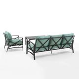 Crosley Furniture Patio Sofa Sets Crosely Furniture - Kaplan 3Pc Outdoor Metal Sofa Set Include Color/Oil Rubbed Bronze - Sofa, Arm Chair, & Coffee Table - KO60031BZ-XX