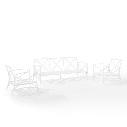 Crosley Furniture Patio Sofa Sets Crosely Furniture - Kaplan 3Pc Outdoor Metal Sofa Set Include Color/White - Sofa & 2 Arm Chairs - KO60030WH-XX