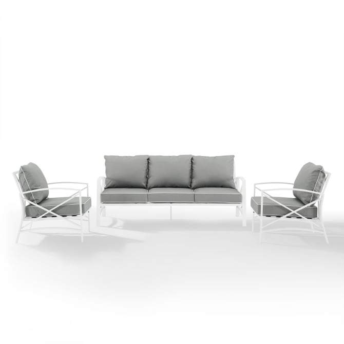 Crosley Furniture Patio Sofa Sets Crosely Furniture - Kaplan 3Pc Outdoor Metal Sofa Set Include Color/White - Sofa & 2 Arm Chairs - KO60030WH-XX