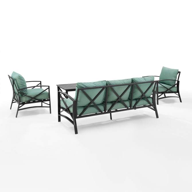 Crosley Furniture Patio Sofa Sets Crosely Furniture - Kaplan 4Pc Outdoor Metal Sofa Set Include Color/Oil Rubbed Bronze - Sofa, Coffee Table, & 2 Arm Chairs - KO60028BZ-XX