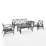 Crosley Furniture Patio Sofa Sets Crosely Furniture - Kaplan 5Pc Outdoor Metal Sofa Set Include Color/Oil Rubbed Bronze - Sofa, Coffee Table, Side Table, & 2 Arm Chairs - KO60032BZ-XX