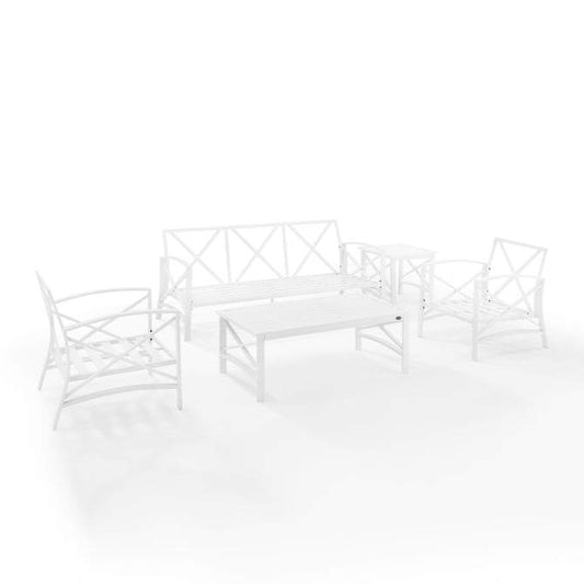 Crosley Furniture Patio Sofa Sets Crosely Furniture - Kaplan 5Pc Outdoor Metal Sofa Set Include Color/White - Sofa, Coffee Table, Side Table, & 2 Chairs - KO60032WH-XX