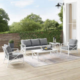 Crosley Furniture Patio Sofa Sets Crosely Furniture - Kaplan 5Pc Outdoor Metal Sofa Set Include Color/White - Sofa, Coffee Table, Side Table, & 2 Chairs - KO60032WH-XX