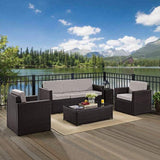 Crosley Furniture Patio Sofa Sets Crosely Furniture - Palm Harbor 5Pc Outdoor Wicker Sofa Set Include Color/Brown - Sofa, Side Table, Coffee Table, & 2 Armchairs - KO70054BR-XX