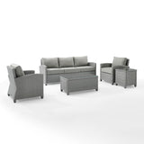 Crosley Furniture Patio Sofa Sets Gray Crosely Furniture - Bradenton 5Pc Outdoor Wicker Sofa Set Include Color/Gray - Sofa, Coffee Table, Side Table & 2 Arm Chairs - KO70051GY-XX