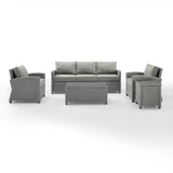 Crosley Furniture Patio Sofa Sets Gray Crosely Furniture - Bradenton 5Pc Outdoor Wicker Sofa Set Include Color/Weathered Brown - Sofa, Side Table, Coffee Table, & 2 Armchairs - KO70051WB-XX