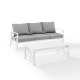 Crosley Furniture Patio Sofa Sets Gray Crosely Furniture - Kaplan 2Pc Outdoor Metal Sofa Set Include Color/White - Sofa & Coffee Table - KO60029WH-XX