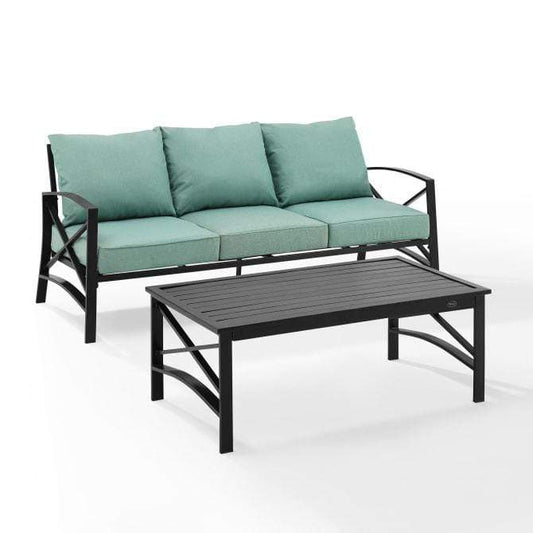 Crosley Furniture Patio Sofa Sets Mist Crosely Furniture - Kaplan 2Pc Outdoor Sofa Set Include Color/Oil Rubbed Bronze - Sofa & Coffee Table - KO60029BZ-XX