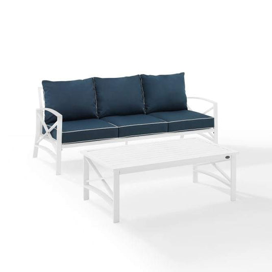 Crosley Furniture Patio Sofa Sets Navy Crosely Furniture - Kaplan 2Pc Outdoor Metal Sofa Set Include Color/White - Sofa & Coffee Table - KO60029WH-XX