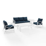 Crosley Furniture Patio Sofa Sets Navy Crosely Furniture - Kaplan 5Pc Outdoor Metal Sofa Set Include Color/White - Sofa, Coffee Table, Side Table, & 2 Chairs - KO60032WH-XX