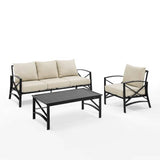 Crosley Furniture Patio Sofa Sets Oatmeal Crosely Furniture - Kaplan 3Pc Outdoor Metal Sofa Set Include Color/Oil Rubbed Bronze - Sofa, Arm Chair, & Coffee Table - KO60031BZ-XX