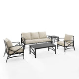 Crosley Furniture Patio Sofa Sets Oatmeal Crosely Furniture - Kaplan 5Pc Outdoor Metal Sofa Set Include Color/Oil Rubbed Bronze - Sofa, Coffee Table, Side Table, & 2 Arm Chairs - KO60032BZ-XX