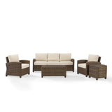Crosley Furniture Patio Sofa Sets Sand Crosely Furniture - Bradenton 5Pc Outdoor Wicker Sofa Set Include Color/Weathered Brown - Sofa, Side Table, Coffee Table, & 2 Armchairs - KO70051WB-XX