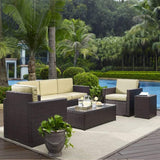 Crosley Furniture Patio Sofa Sets Sand Crosely Furniture - Palm Harbor 5Pc Outdoor Wicker Sofa Set Include Color/Brown - Sofa, Side Table, Coffee Table, & 2 Armchairs - KO70054BR-XX