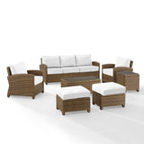Crosley Furniture Patio Sofa Sets White Crosely Furniture - Bradenton 7Pc Outdoor Wicker Sofa Set Include Color/Weathered Brown - Sofa, Coffee Table, Side Table, 2 Armchairs & 2 Ottomans - KO70185WB-XX