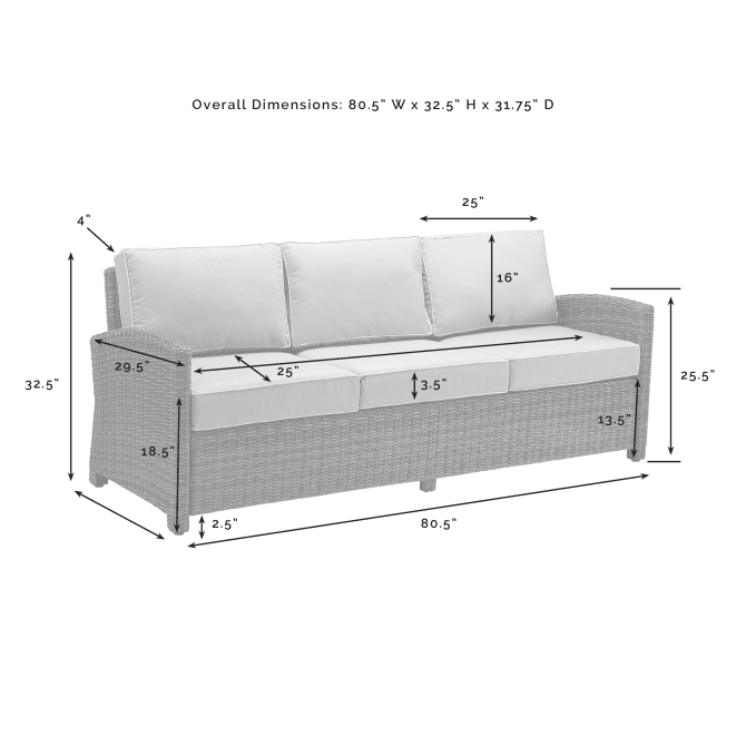 Crosley Furniture Patio Sofas Crosely Furniture - Bradenton Outdoor Wicker Sofa Include Color/Gray - KO70049GY-XX