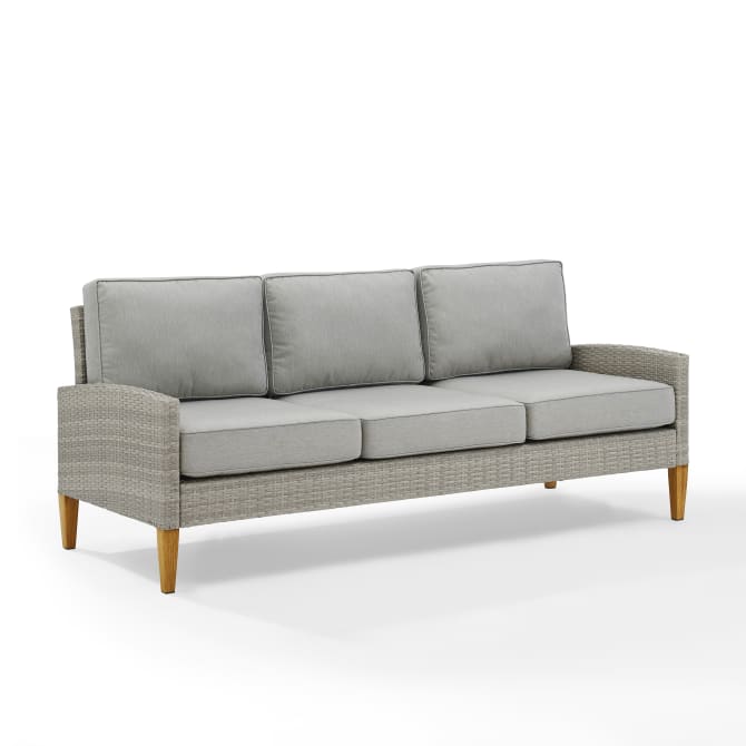 Crosley Furniture Patio Sofas Crosely Furniture - Capella Outdoor Wicker Sofa Gray/Acorn - KO70194GY-AC - Gray