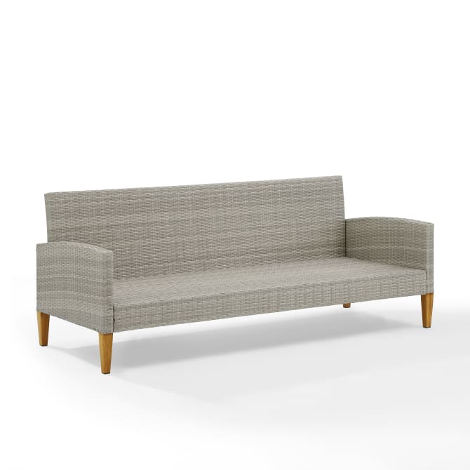 Crosley Furniture Patio Sofas Crosely Furniture - Capella Outdoor Wicker Sofa Gray/Acorn - KO70194GY-AC - Gray