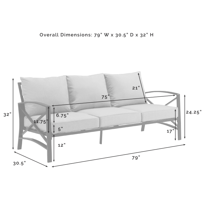 Crosley Furniture Patio Sofas Crosely Furniture - Kaplan Outdoor Metal Sofa Include Color/Oil Rubbed Bronze - KO60027BZ-XX