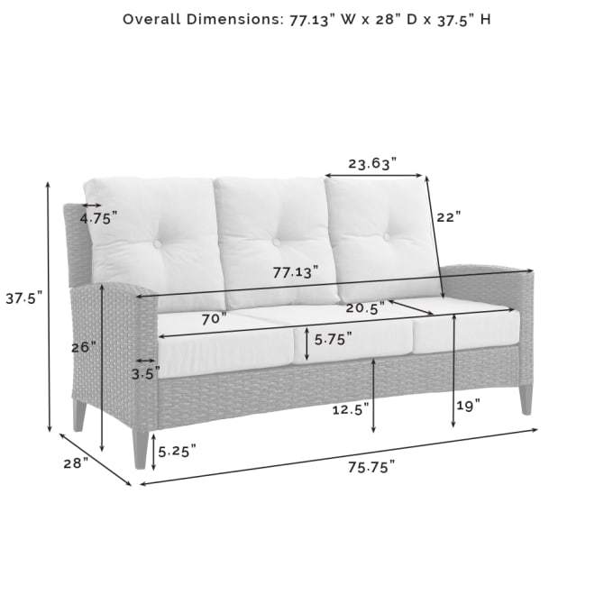 Crosley Furniture Patio Sofas Crosely Furniture - Rockport Outdoor Wicker High Back Sofa Oatmeal/Light Brown - KO70215LB-OL - Oatmeal