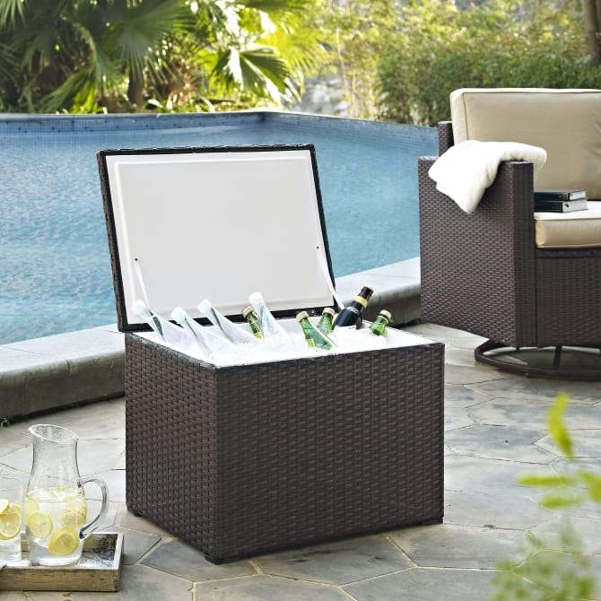 Crosley Furniture Patio Storage Crosely Furniture - Palm Harbor Outdoor Wicker Cooler Brown - CO7302-BR - Brown