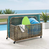Crosley Furniture Patio Storage Crosely Furniture - Ridley Outdoor Wicker And Metal Pool Storage Caddy Distressed Gray/Brown - CO7308BR-GY - Distressed Gray