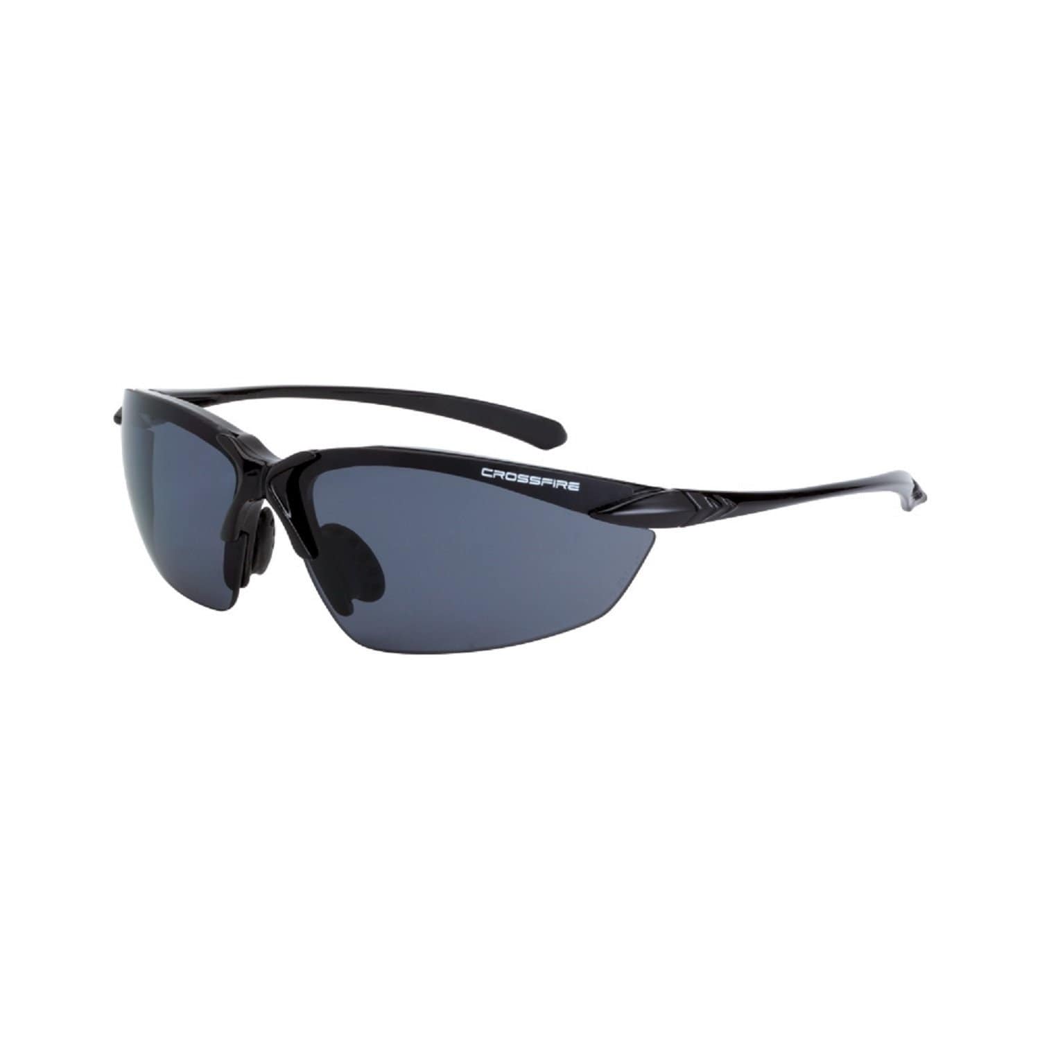 Crossfire Apparel : Eyewear - Safety/Shooting Chassis Shinny Black Frame with Smoke Polarized Lens