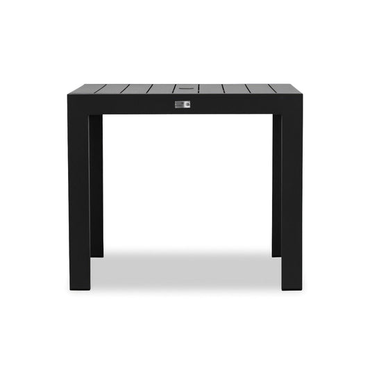 Harmonia Living - Classic Aluminum 4-Seater Square Dining Table - Black\Slate | CSAL-BK-4SQDT