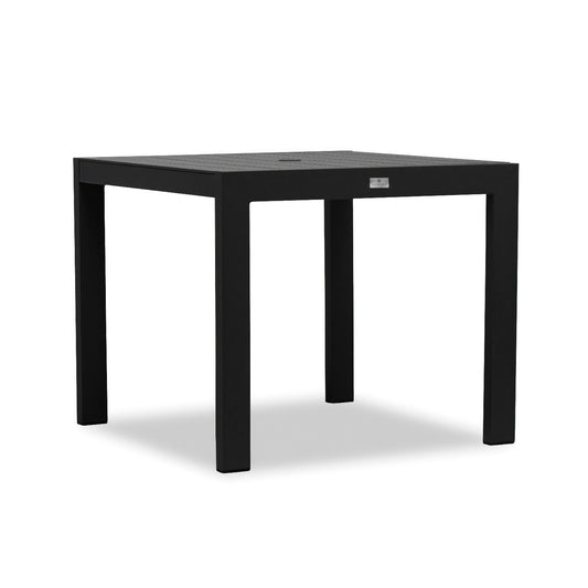Harmonia Living - Classic Aluminum 4-Seater Square Dining Table - Black\Slate | CSAL-BK-4SQDT