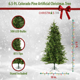 Christmas Time -  6.5-Ft. Colorado Pine Artificial Christmas Tree with Clear LED String Lighting