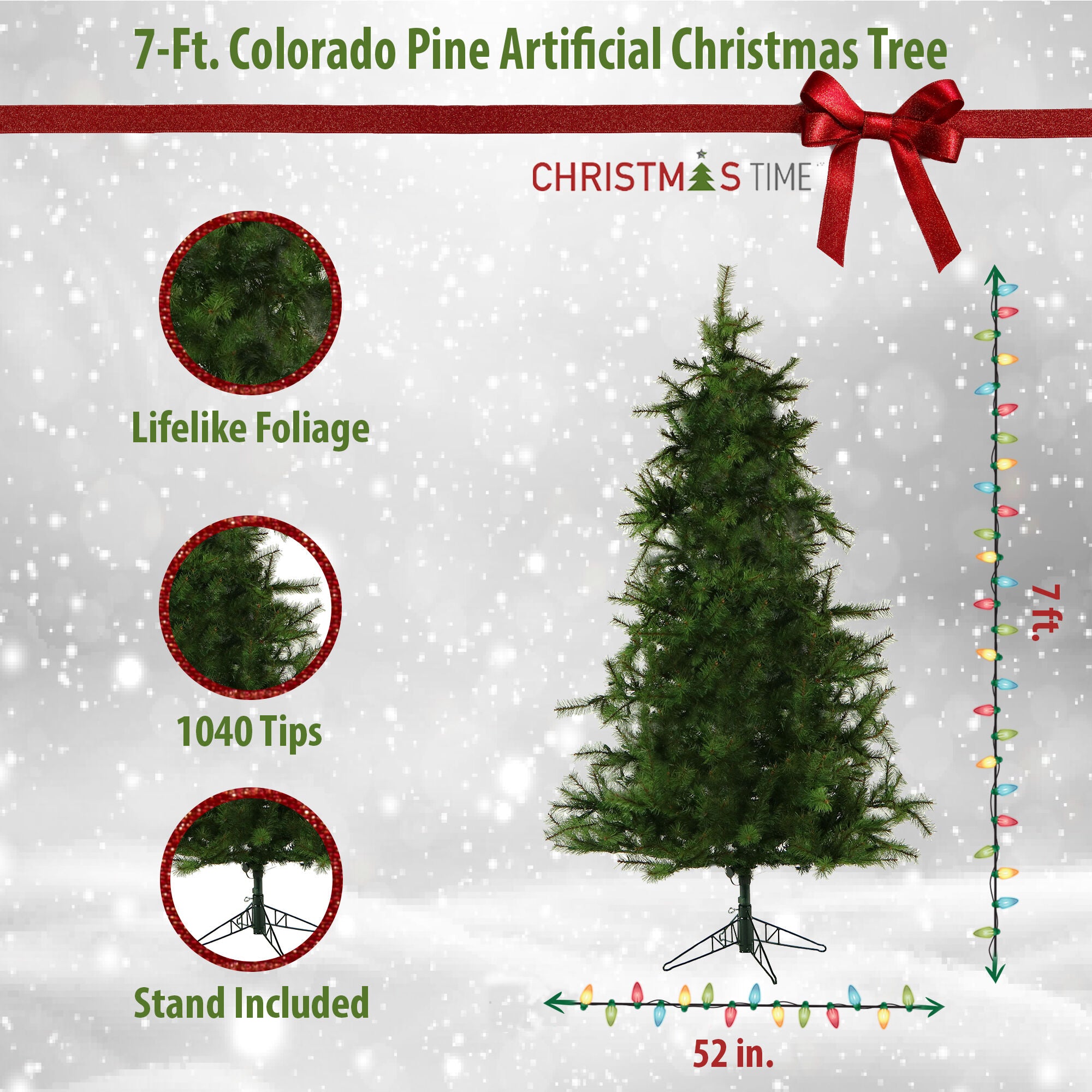 Christmas Time -  7-Ft. Colorado Pine Artificial Christmas Tree