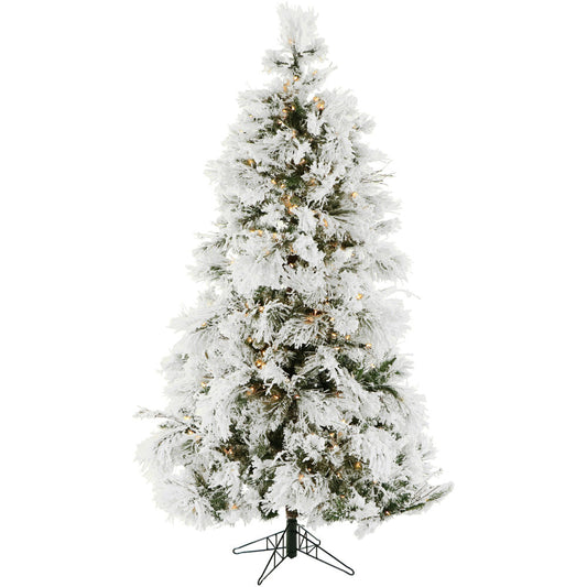 Christmas Time -  4-Ft.Frosted Fir Flocked Slim Christmas Tree with Warm White LED Lights