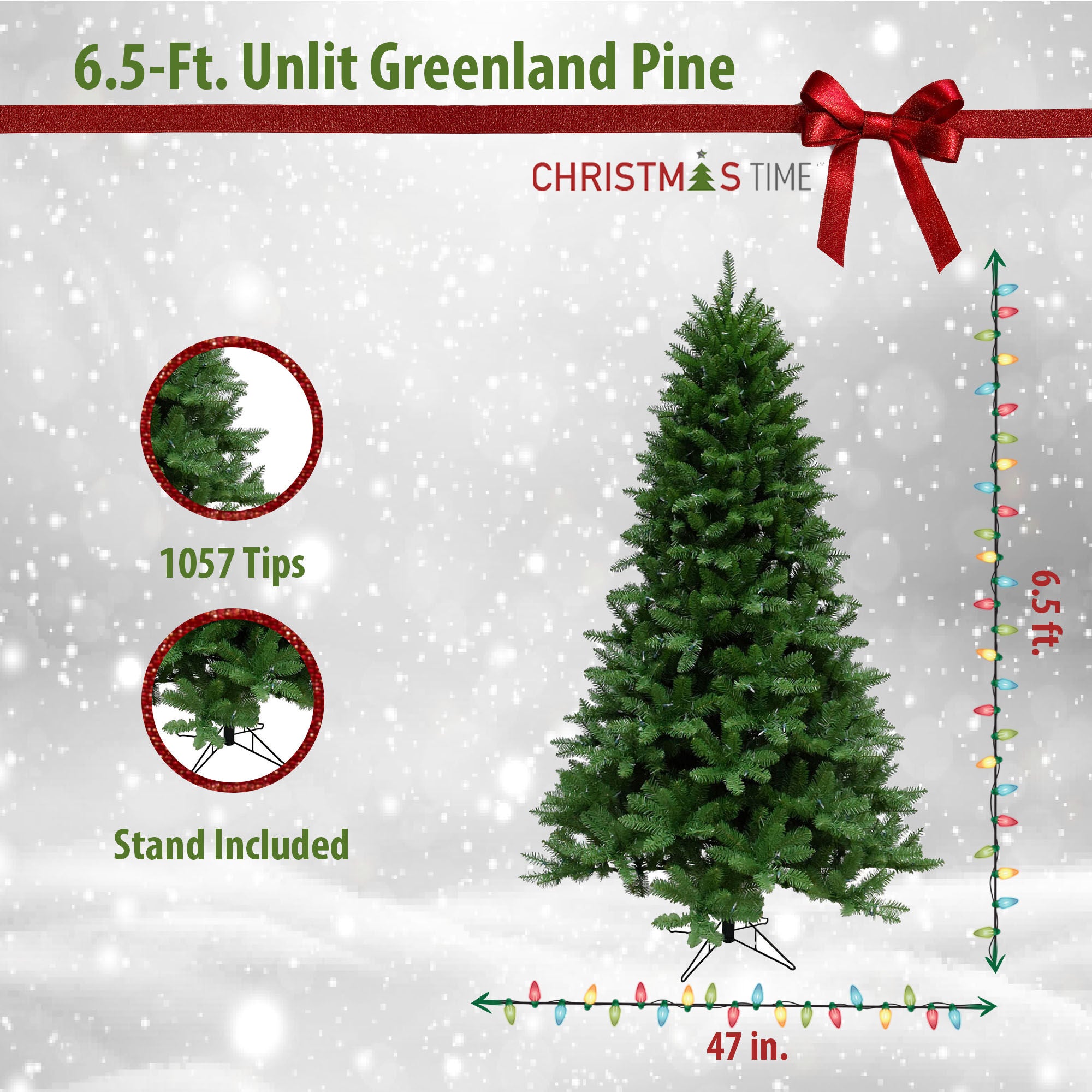 Christmas Time -  6.5-Ft. Greenland Pine Artificial Christmas Tree