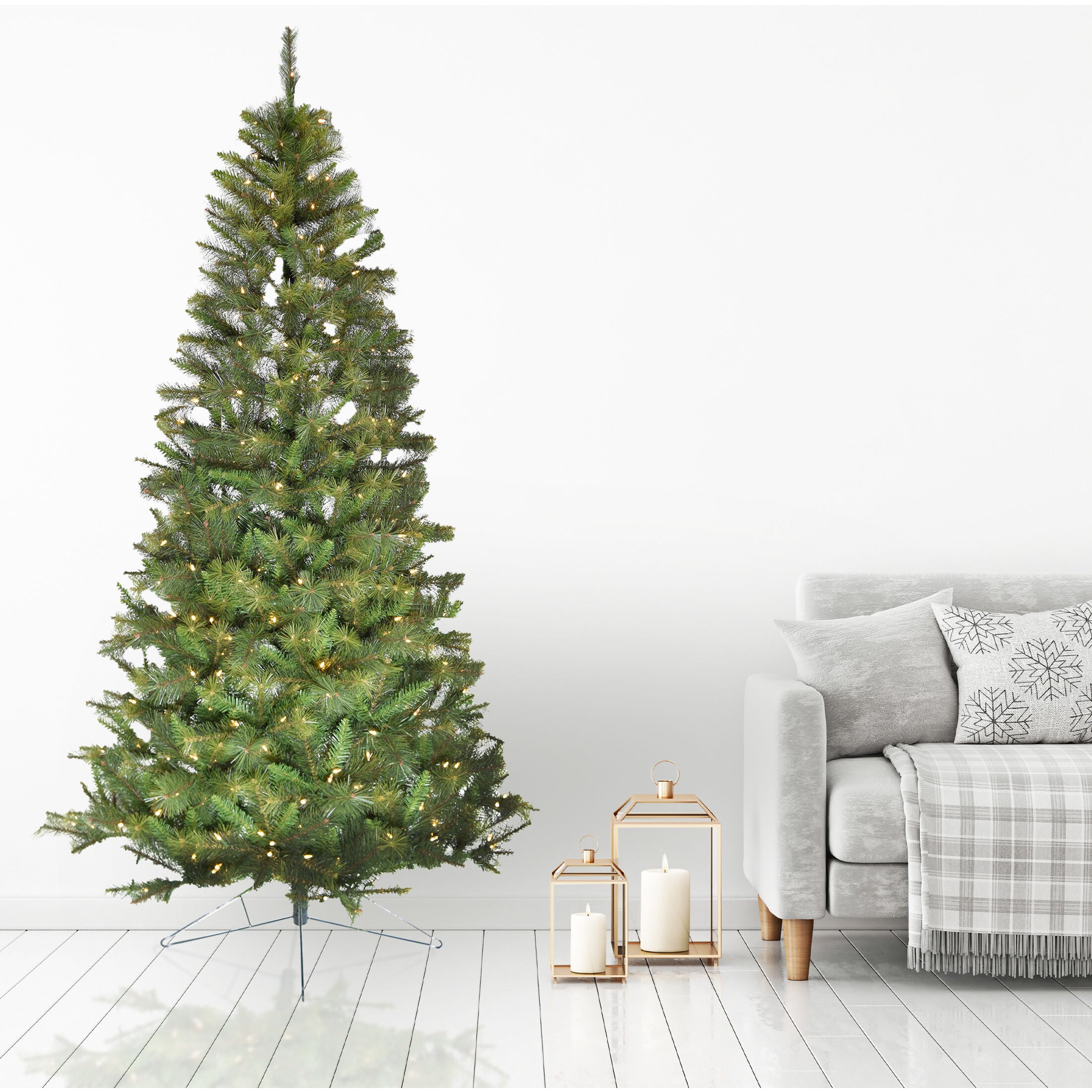 Christmas Time -  7.5-ft. Half Tree with Warm White LED Lighting