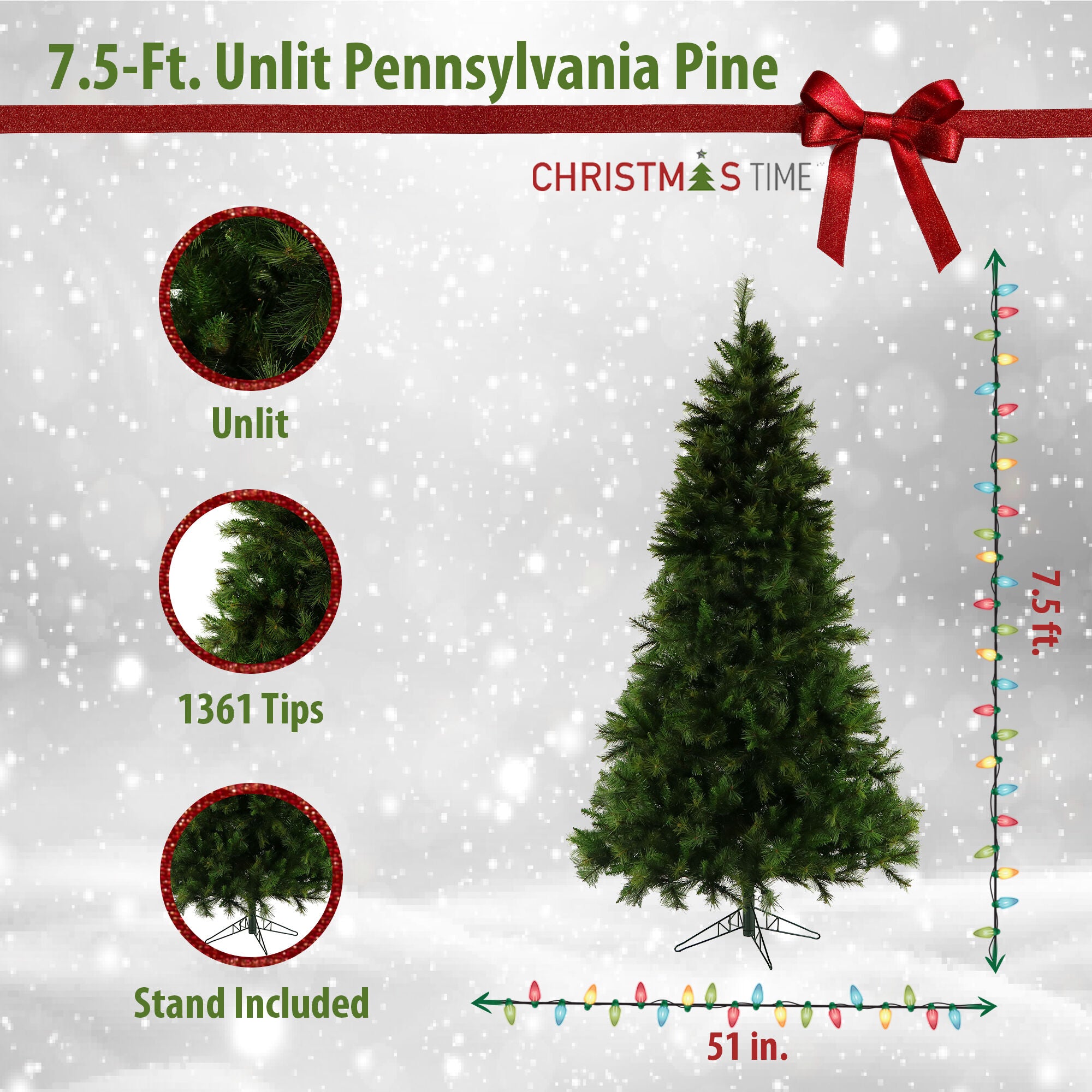 Christmas Time -  7.5-Ft. Pennsylvania Pine Artificial Christmas Tree