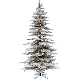 Christmas Time -  6.5-Ft Silverado Pine White Flocked Slim Christmas Tree with EZ Connect Clear Smart Lights