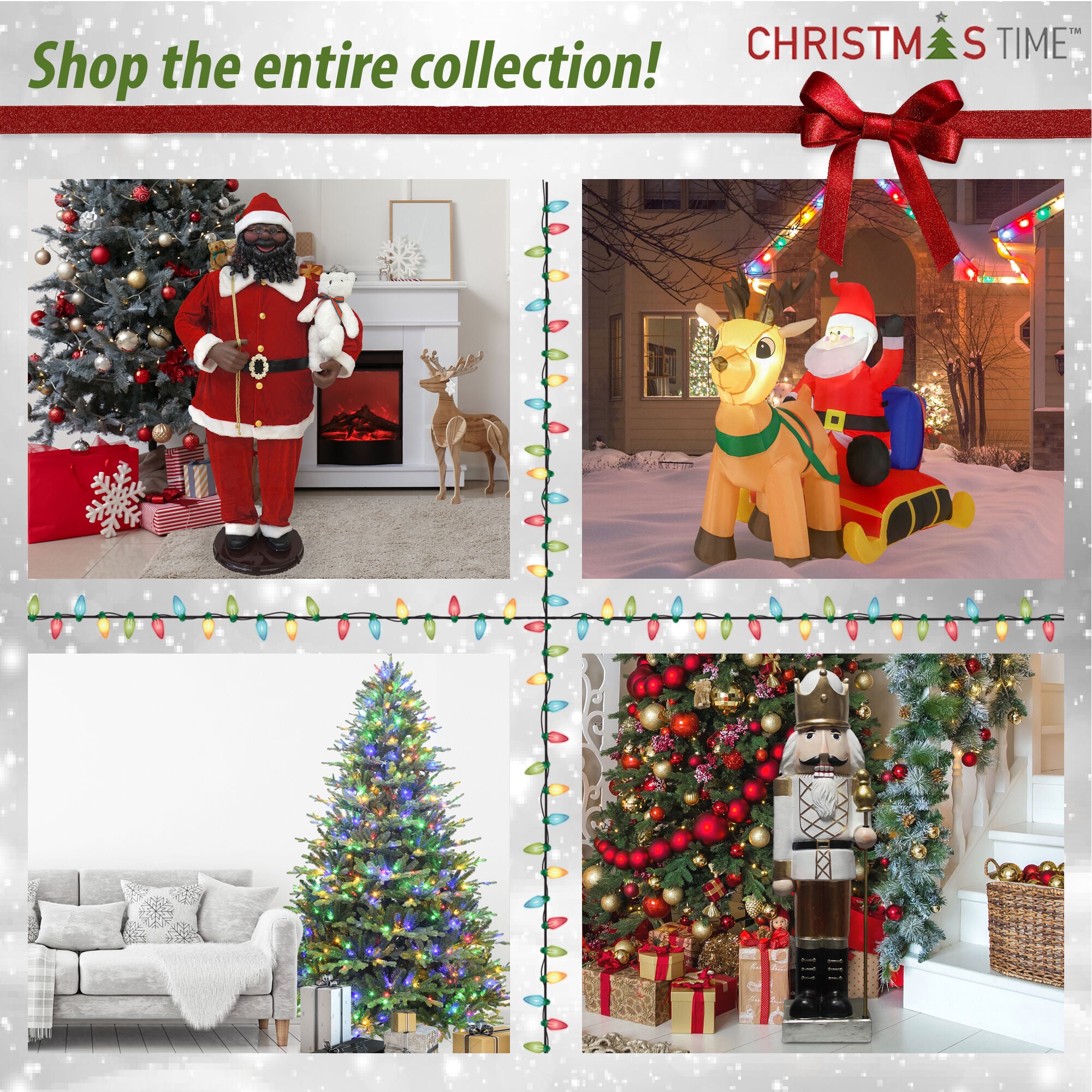 Christmas Time -  6.5 Ft. Windsor Pine Slim Artificial Christmas Tree with Multi-Color LED Lights