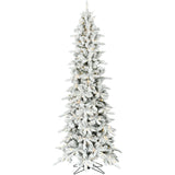 Christmas Time -  6.5-Ft. Slim White Pine Flocked Christmas Tree with LED String Lights